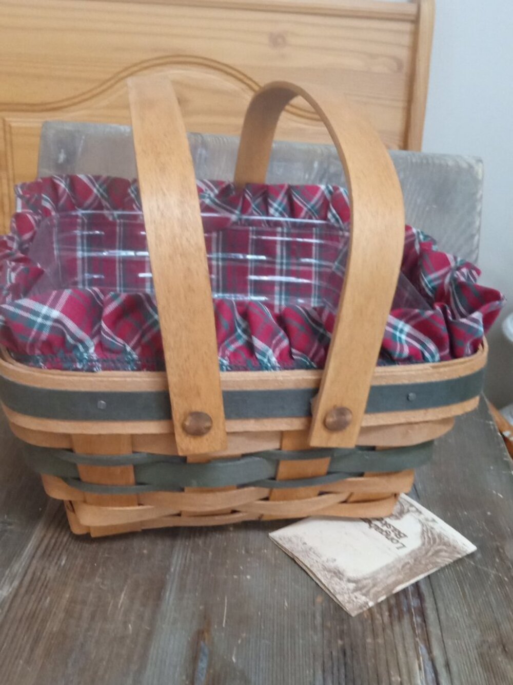 Longaberger 1993 Christmas Red Bayberry Basket With Liner & Protector